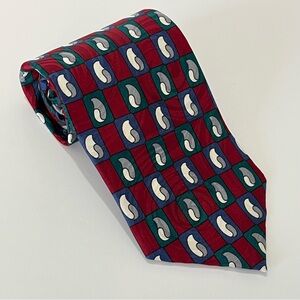 Forsyth 100% Silk Tie Red Blue Square Print 4” Wide Canada Classic Office